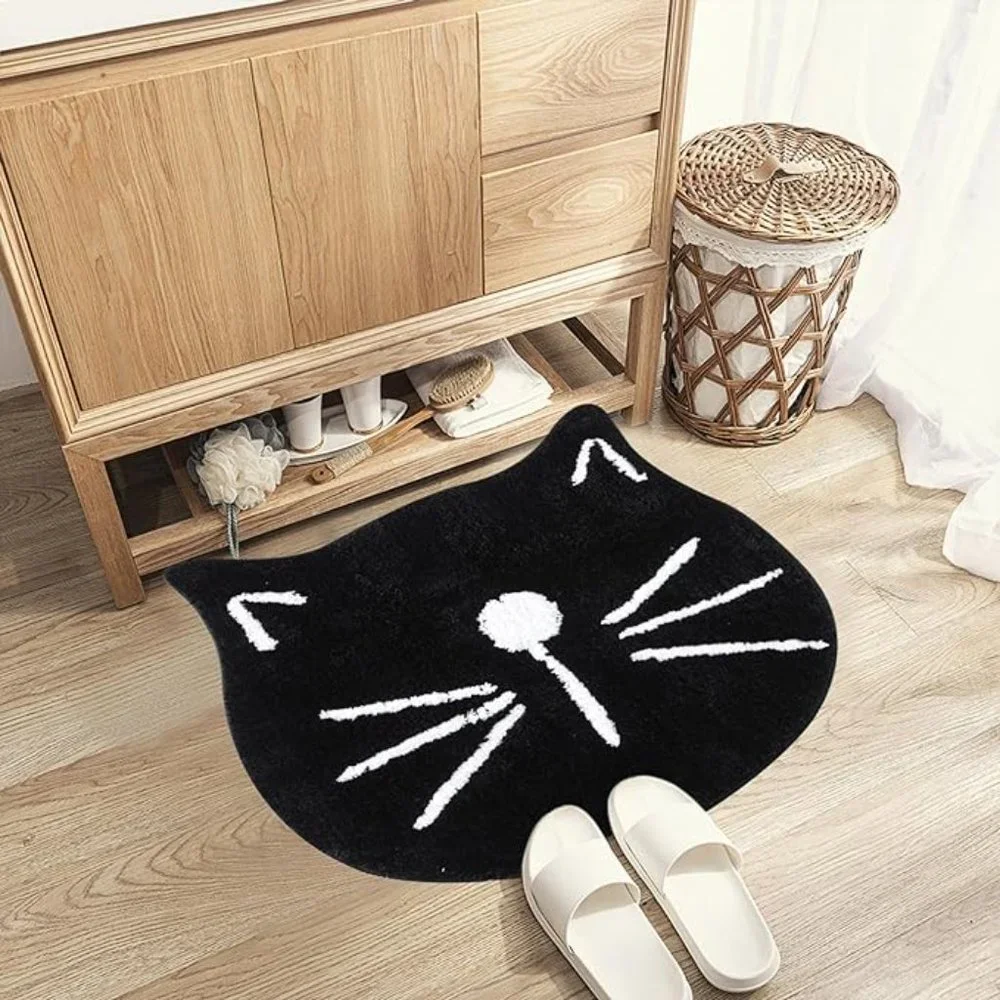 Microfiber Absorbent Bathroom Mat Cat Face NEW
